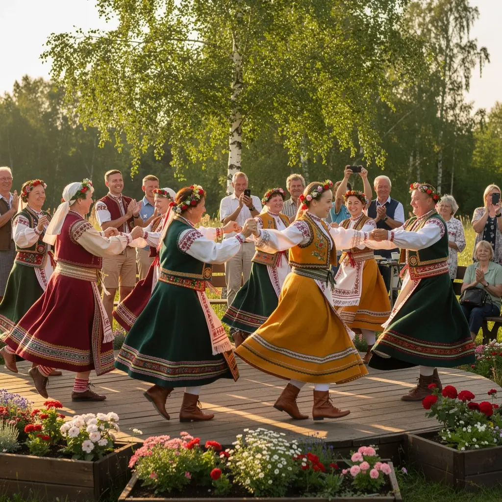 Seniors, kuri bauda mierīgu atpūtu sanatorijā, ieskauti dabas skaistumā.